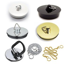 Chrome Metal Bathroom Bath Plug and 12 ", 18" Chain HEAVY DUTY BRASS 1 3/4"