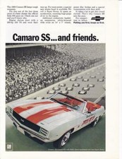 Rare 1969 Camaro SS Convertible Indy Pace Car Ad / Great Art