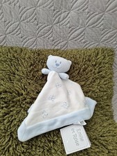 BNWT EMILE ET ROSE BLUE BEAR COMFORTER  BLANKIE DOUDOU WHITE  PRINT BUNNY 