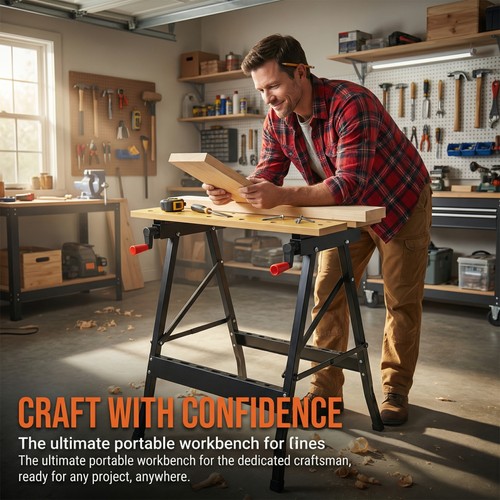 Foldable wooden workbench - wooden,