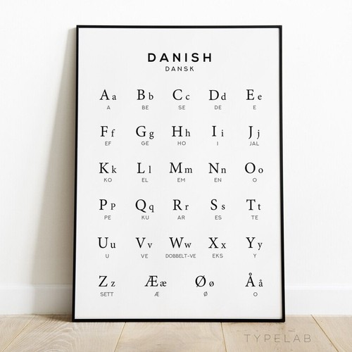 Danish alphabet print - danish, denmark
