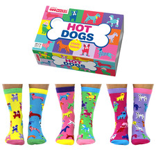 UNITED ODDSOCKS HOT DOG  SIX DOG ODD SOCKS FOR LADIES UK 4 - 8 GIFT IDEA