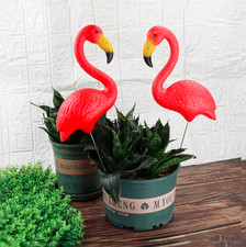 2 Pcs Garden Pink Flamingo Bird Lawn Pond Figurine Ornaments Patio Statue Figure