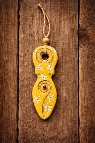 Clay spiral goddess pendant - clay,