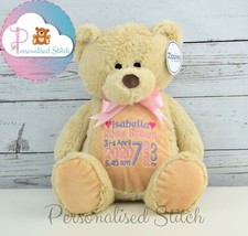 Personalised Teddy Bear Embroidered Teddy Christening Gift Baby Birthday Gift