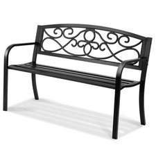 Outdoor Bench 50 in Metal Garden Bench 550 lbs Park Patio Yard Porch Bench