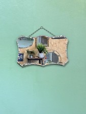 Vintage Art Deco Bevelled Edge Hanging Mirror Bevel Edges Rectangle On Chain