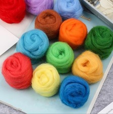 9 Colors Fibre Wool Roving For Needle Felting Hand Spinningss DIY Material Set
