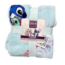 Disney Stitch Throw Blanket Primark Soft Fleece 120x150cm Angel & Stitch Design
