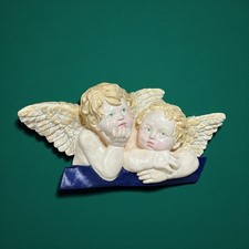 Vintage Plaster Chalkware Wall Hanging Cherubs Angels Mid Century Modern