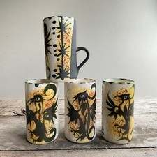 Celtic Pottery Newlyn Cornwall Phoenix Design Tall Coffee Cup Mug