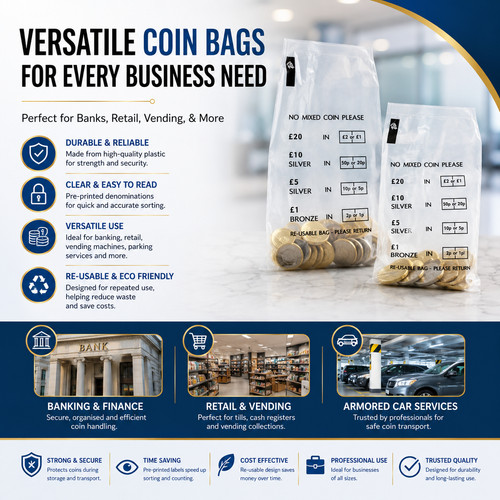 Plastic coin bags - money, bank