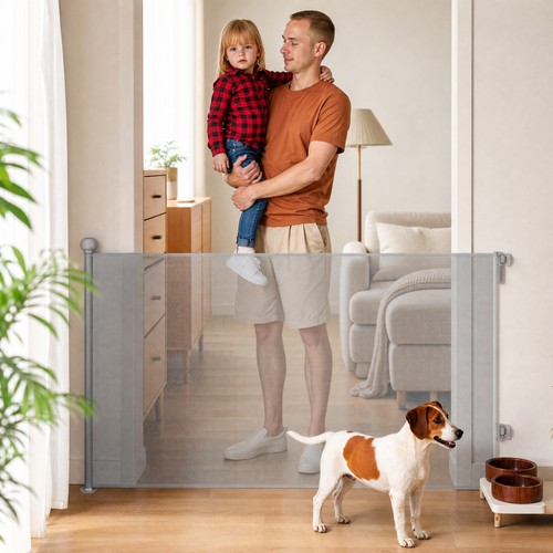 Retractable stair gate dog - stair, gate,