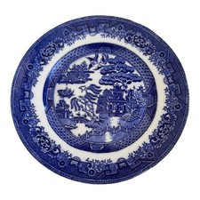 Antique Britannia Pottery B P Co 9 3/4” blue “willow” plate. backstamp. Scotland