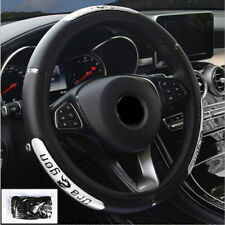 15" Car Steering Wheel Protective Cover Silver PU Leather Interior Accessories
