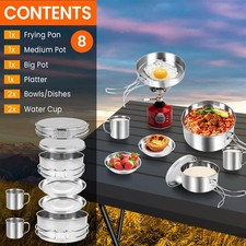 Camping Cookware Mess Kit 8PCS
