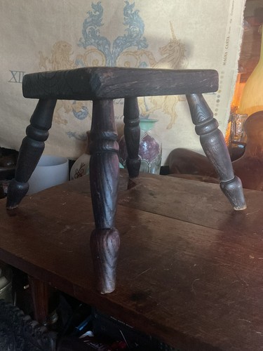 Antique small wooden stool - antique,