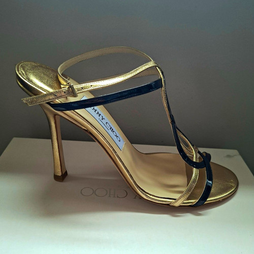 Jimmy choo gold black strappy - choo, gold/black