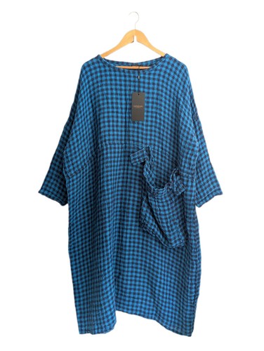 Grizas blue check midi dress - grizas,