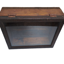 Vintage Trinket Curio Cabinet Small Wooden Scratch Built Rustic Glass Display