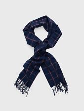 BNWT Gant Windowpane  Wool Scarf Evening Blue Guaranteed Original