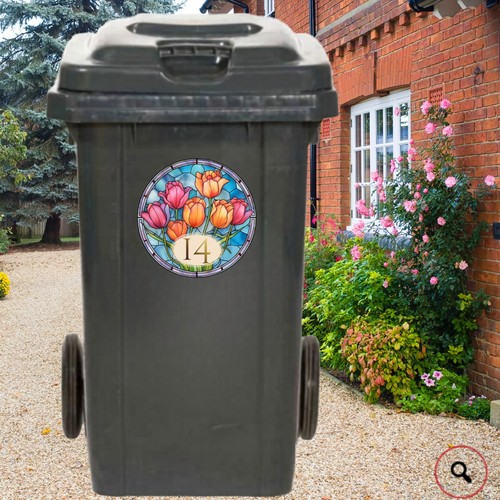 Floral round wheelie bin - floral,