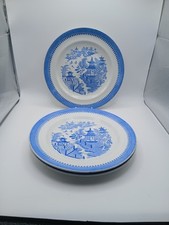 Set of 3 Royal Worcester Vitreous - Willow Pattern Dinner Plate