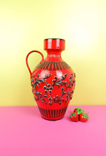 Vintage Mid Century large ceramic Italian pottery red floor vase jug 1960s 1970s