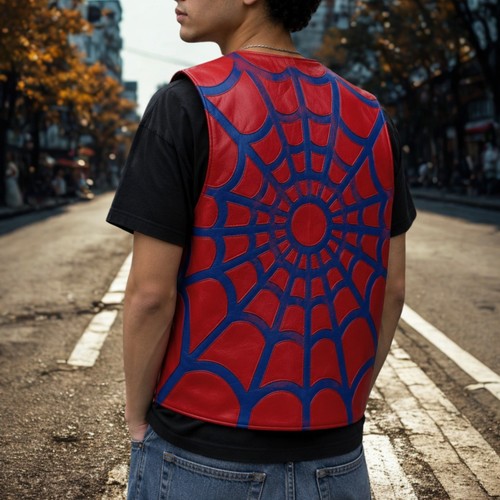 Men red blue spider web - red,