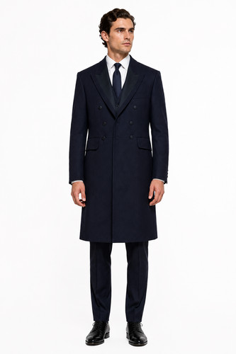 Navy blue frockcoat jacket - blue,