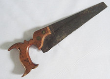 Antique Hand Saw Miniature Victorian Wood Handled Steel Brass Rivet Vintage 8"