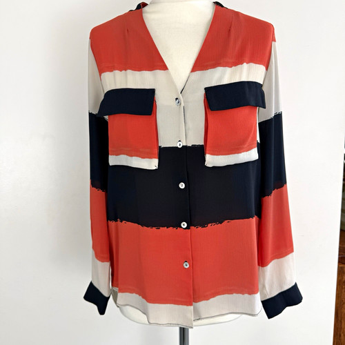 Zara striped button blouse - striped,
