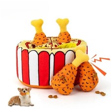 Interactive Dog Toy Bucket – Plush Fried Chicken Drumsticks, Squeaky Fun Toy