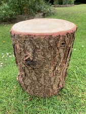 Rustic wooden log stool with bark, garden seating, Fire Pit stool, outside seat