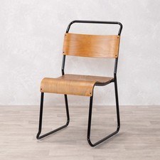 STACKING CHAIRS PLYWOOD BLACK METAL DINING CHAIRS VINTAGE STYLE