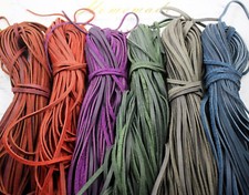 3mm Flat Cow Real Leather High Quality Finding Cord String Lace Rope ~ Natural