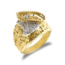 9ct Gold Cubic Zirconia Saddle Ring — Elegant Lightweight British Design | New