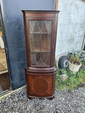 Brown Corner display cabinet - lockable with glass door