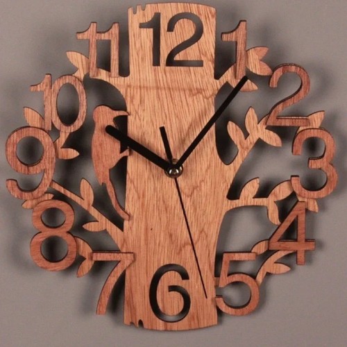 Inch wooden tree wall clock - wooden,