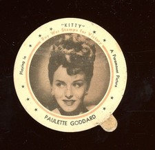 1945 F5-11 Dixie Lids Movie Stars #11 Paulette Goddard VG