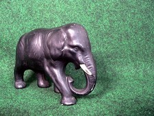 Vintage Black Ceramic Elephant
