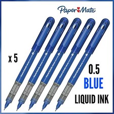 5 x Paper Mate InkJoy Rollerball Pens Papermate Pens Blue liquid  Ink Fine 0.5mm