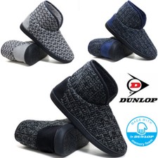 MENS SLIPPERS MEMORY FOAM BOOTS DUNLOP ANKLE FLEECE FUR WARM LINED KNITTED SHOES
