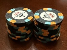 20 - Authentic Paulson $100 Pharaoh’s Poker Chips (20 x $100) near mint