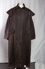 Barbour Stockman Wax Coat Jacket Full Length Brown Cord Collar Trim Men's Large