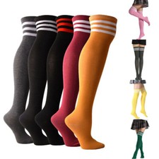 Cotton Stocking Over Knee Women Ladies High Thigh Sexy Stripe Long Socks