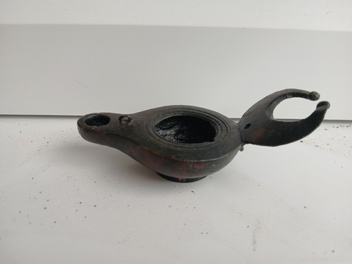 Roman bronze oil lamp bull - oil,