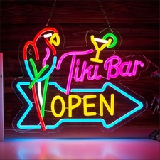 Tiki Bar Open Neon Led Home Bar Pub Sign Party