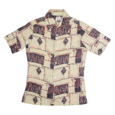 PLAYBOY Womens Shirt Brown Geometric S