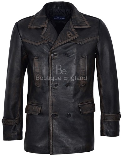 Men vintage leather jacket - leather,